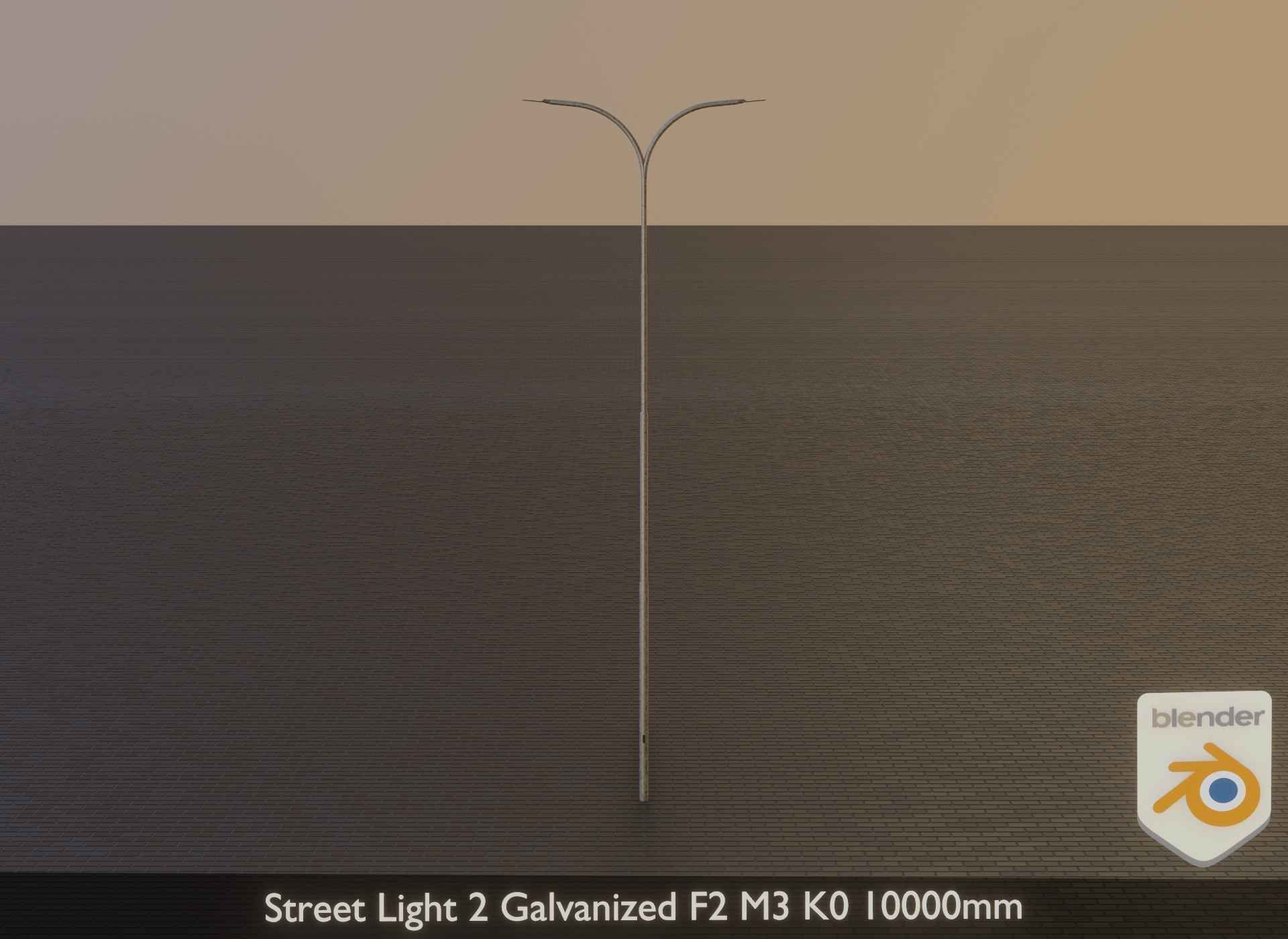Street Light 2 Galvanized F2 M3 K0 10000mm Low-poly 3D model_1