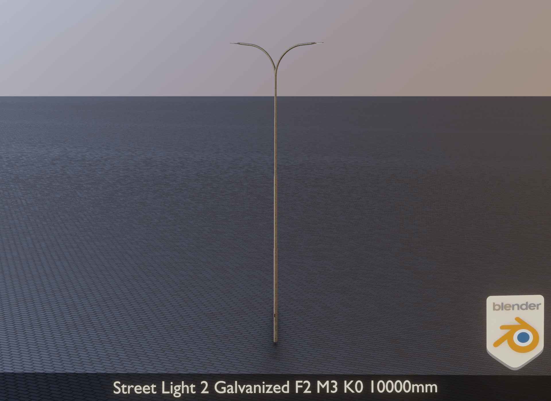 Street Light 2 Galvanized F2 M3 K0 10000mm Low-poly 3D model_4
