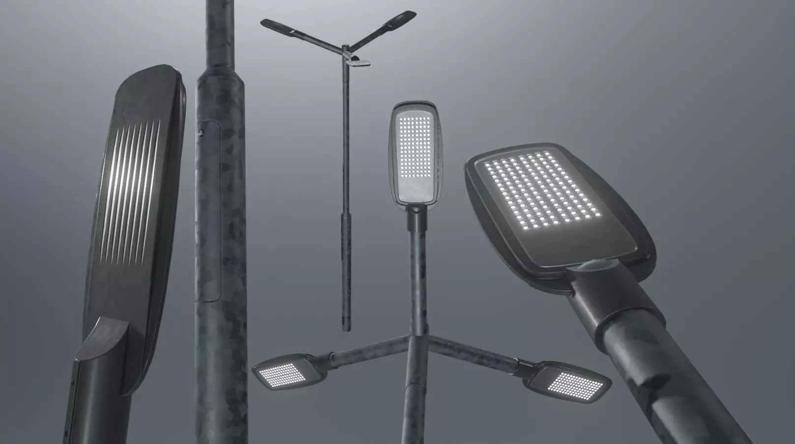 Street Light 2 Galvanized F3 M1 K0 3000mm Low-poly 3D model