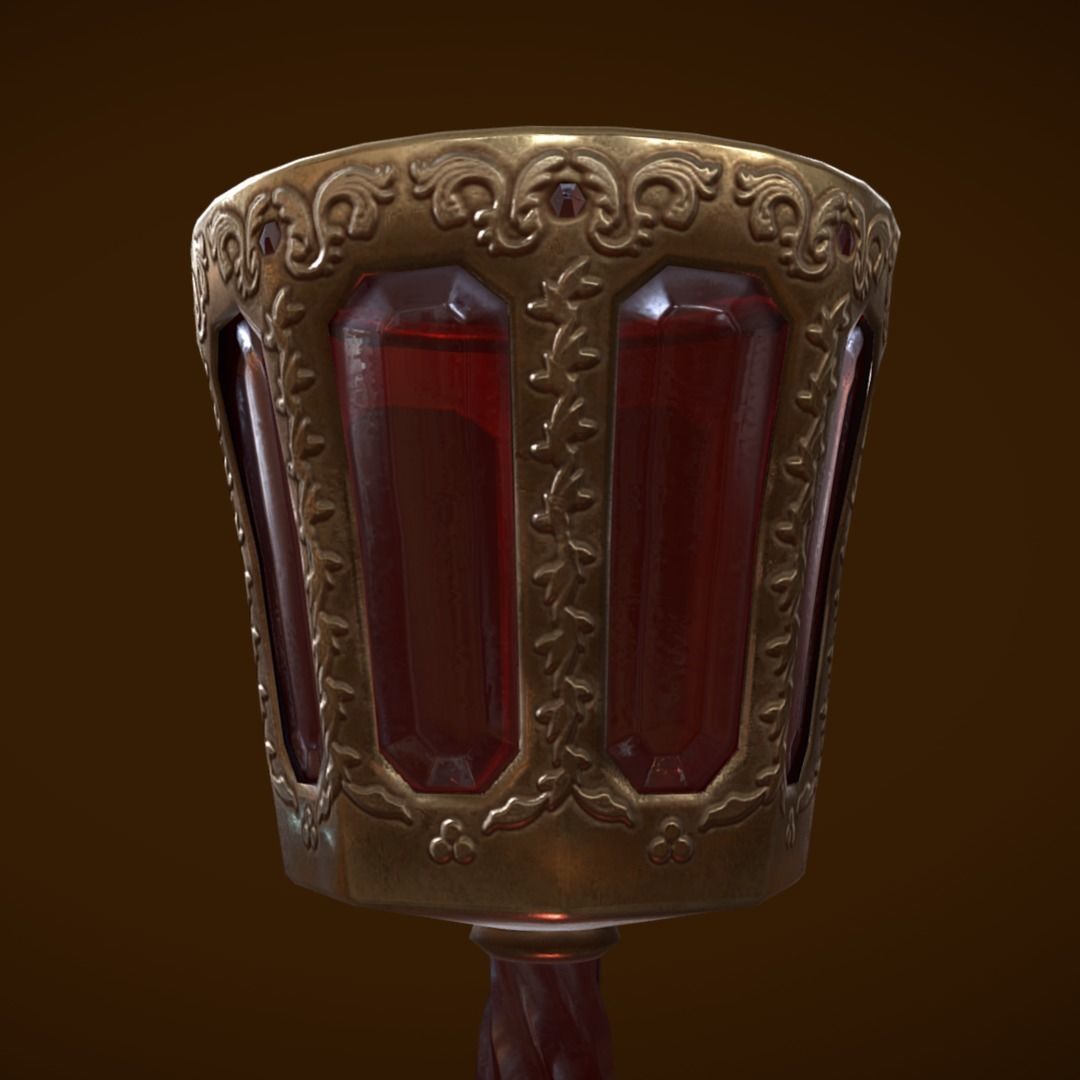 Old goblet Low-poly 3D model_6