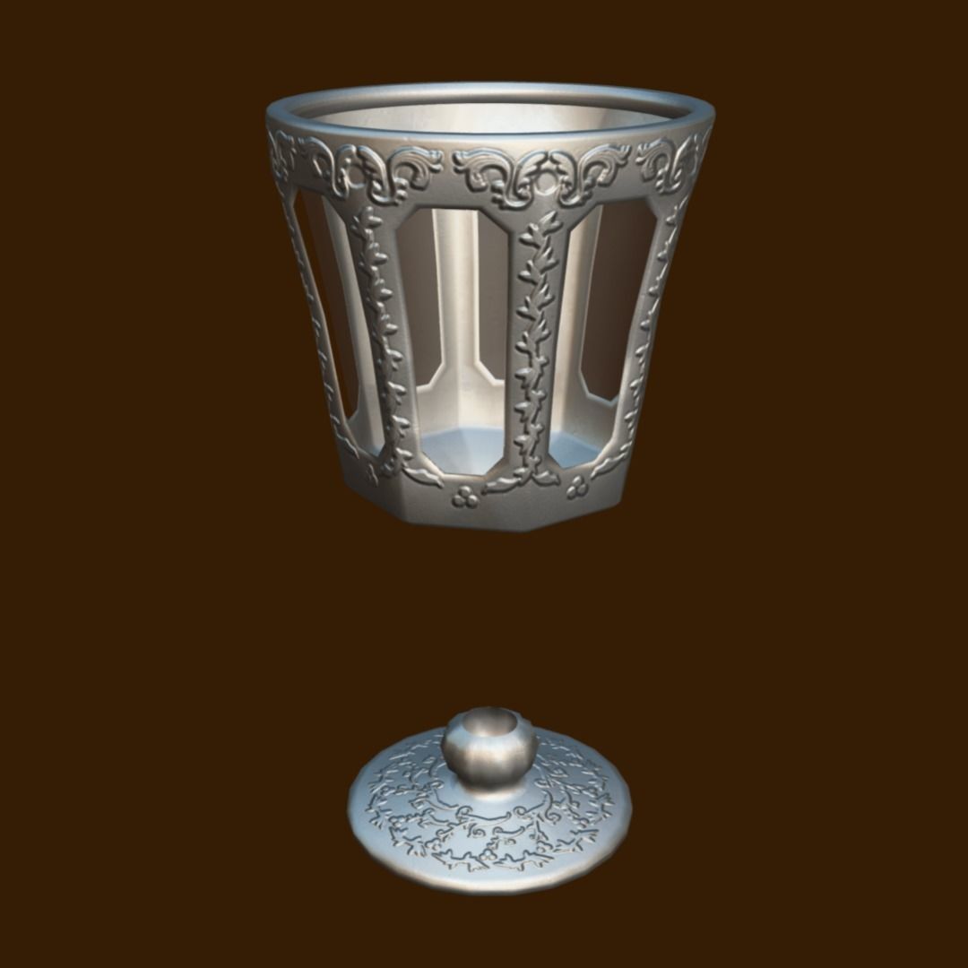Old goblet Low-poly 3D model_5