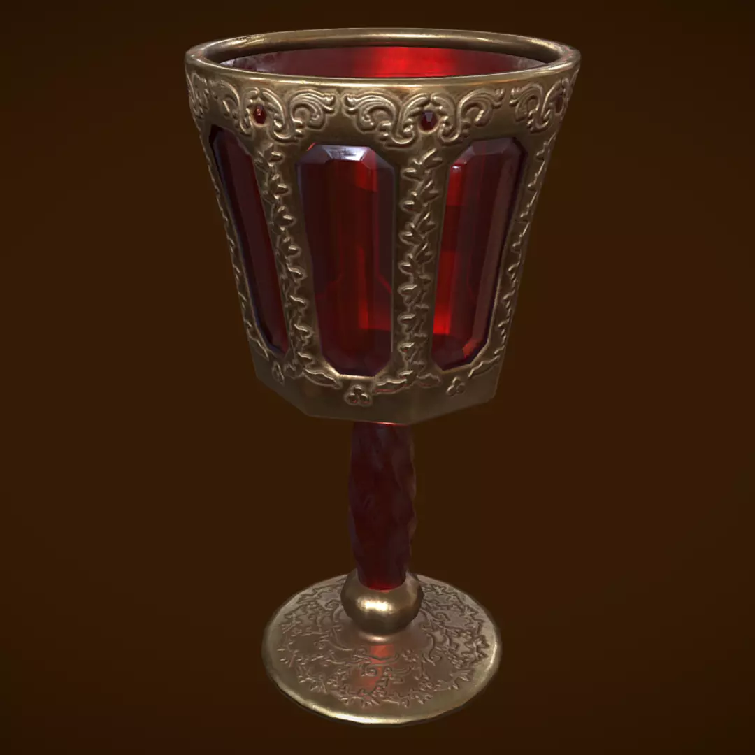 Old goblet Low-poly 3D model_0