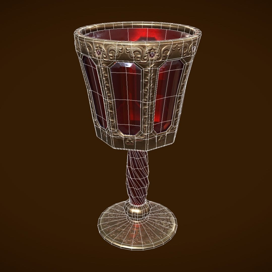 Old goblet Low-poly 3D model_1
