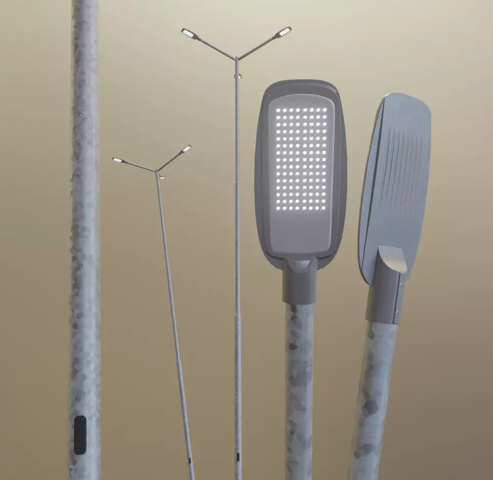 Street Light 2 Galvanized F3 M1 K0 8000mm Low-poly 3D model_0