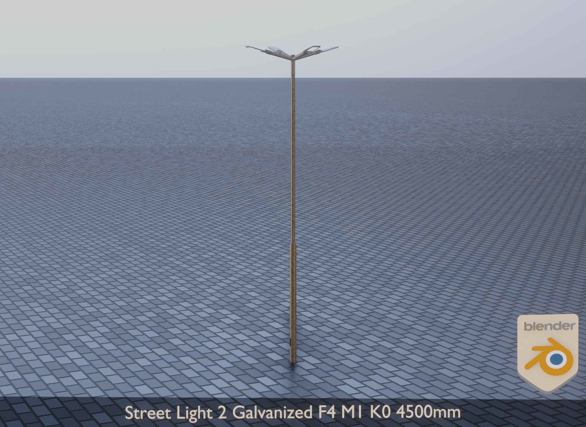 Street Light 2 Galvanized F4 M1 K0 4500mm Low-poly 3D model_10