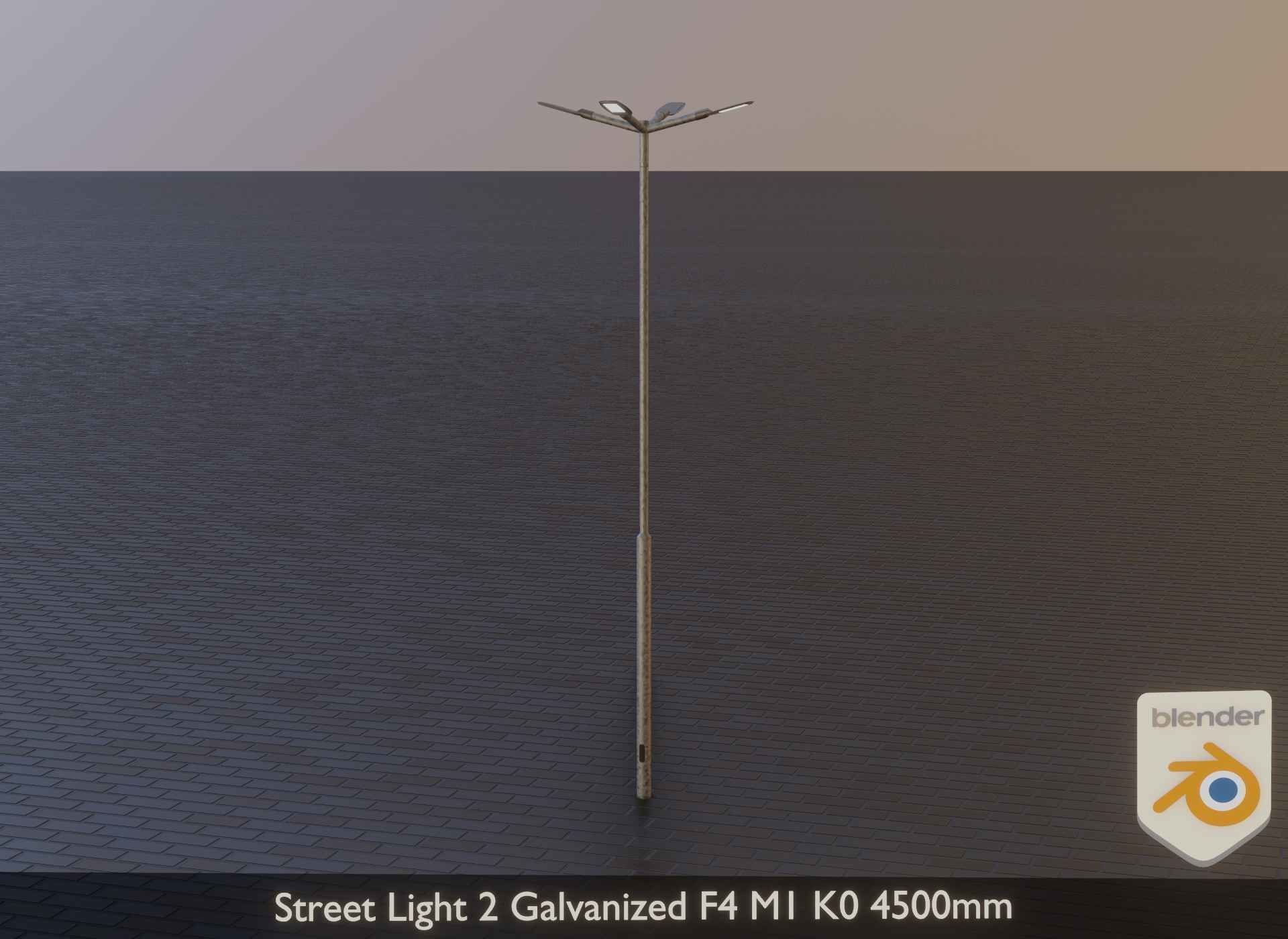 Street Light 2 Galvanized F4 M1 K0 4500mm Low-poly 3D model_5