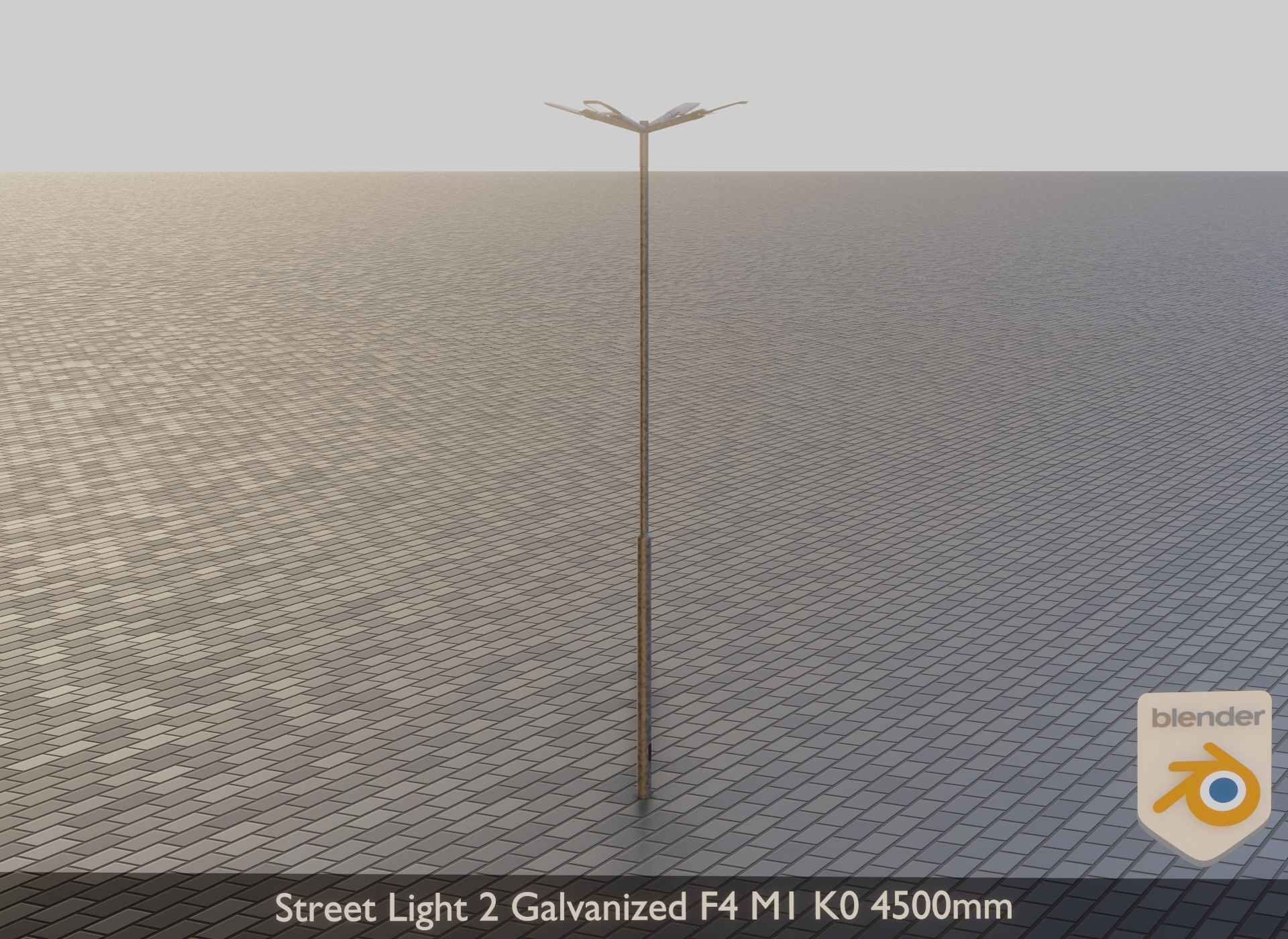Street Light 2 Galvanized F4 M1 K0 4500mm Low-poly 3D model_15