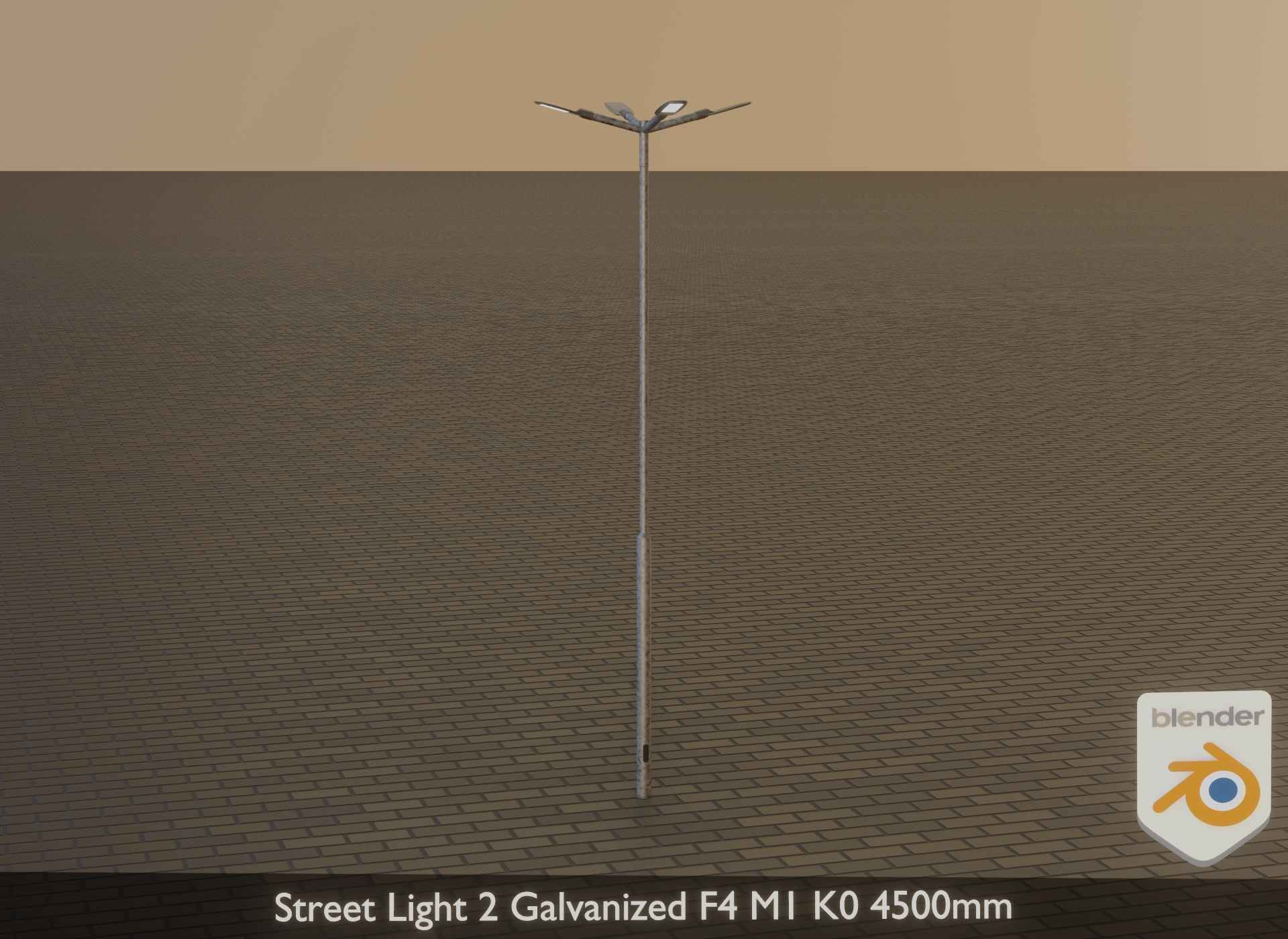 Street Light 2 Galvanized F4 M1 K0 4500mm Low-poly 3D model_39