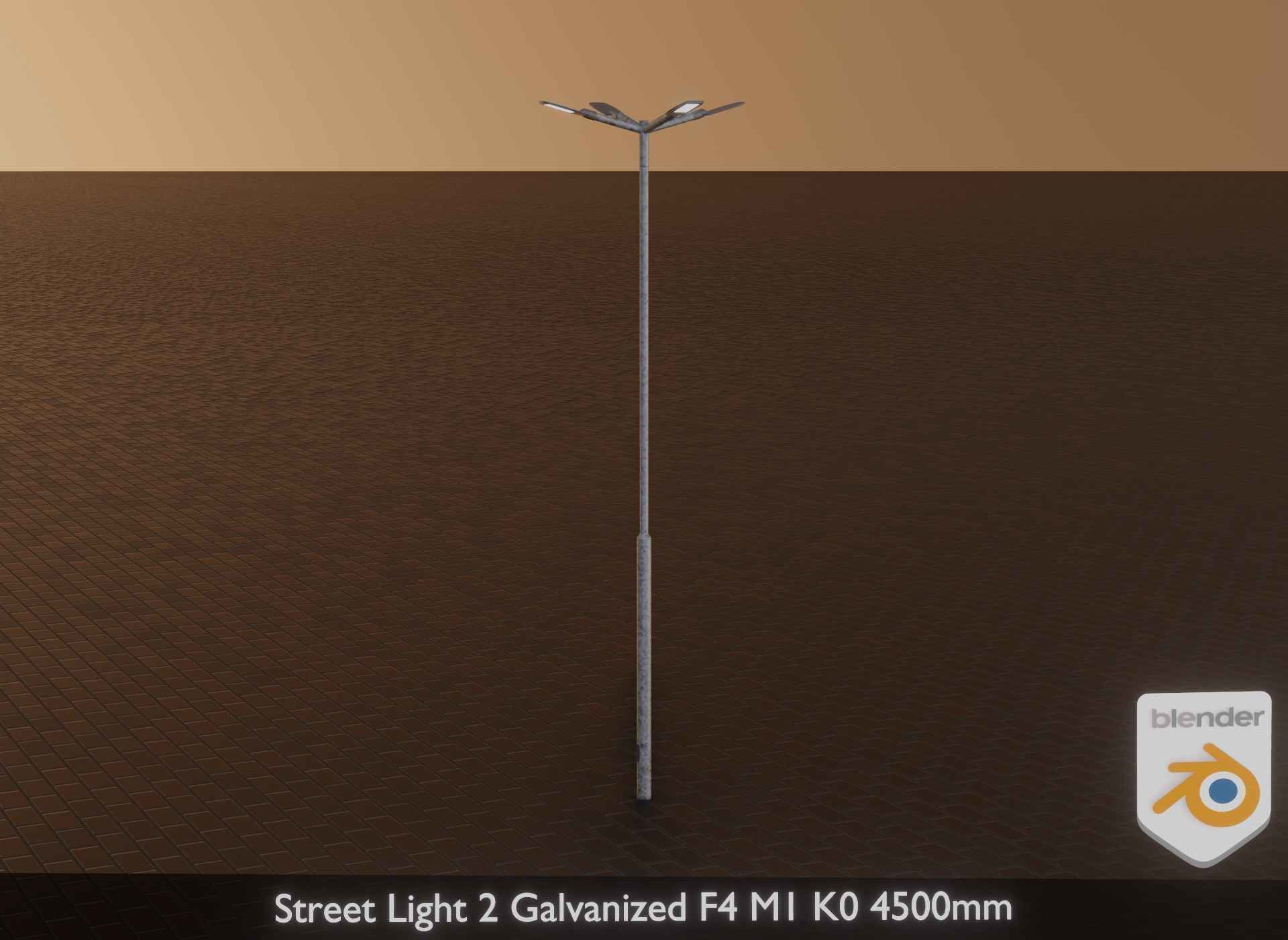 Street Light 2 Galvanized F4 M1 K0 4500mm Low-poly 3D model_28