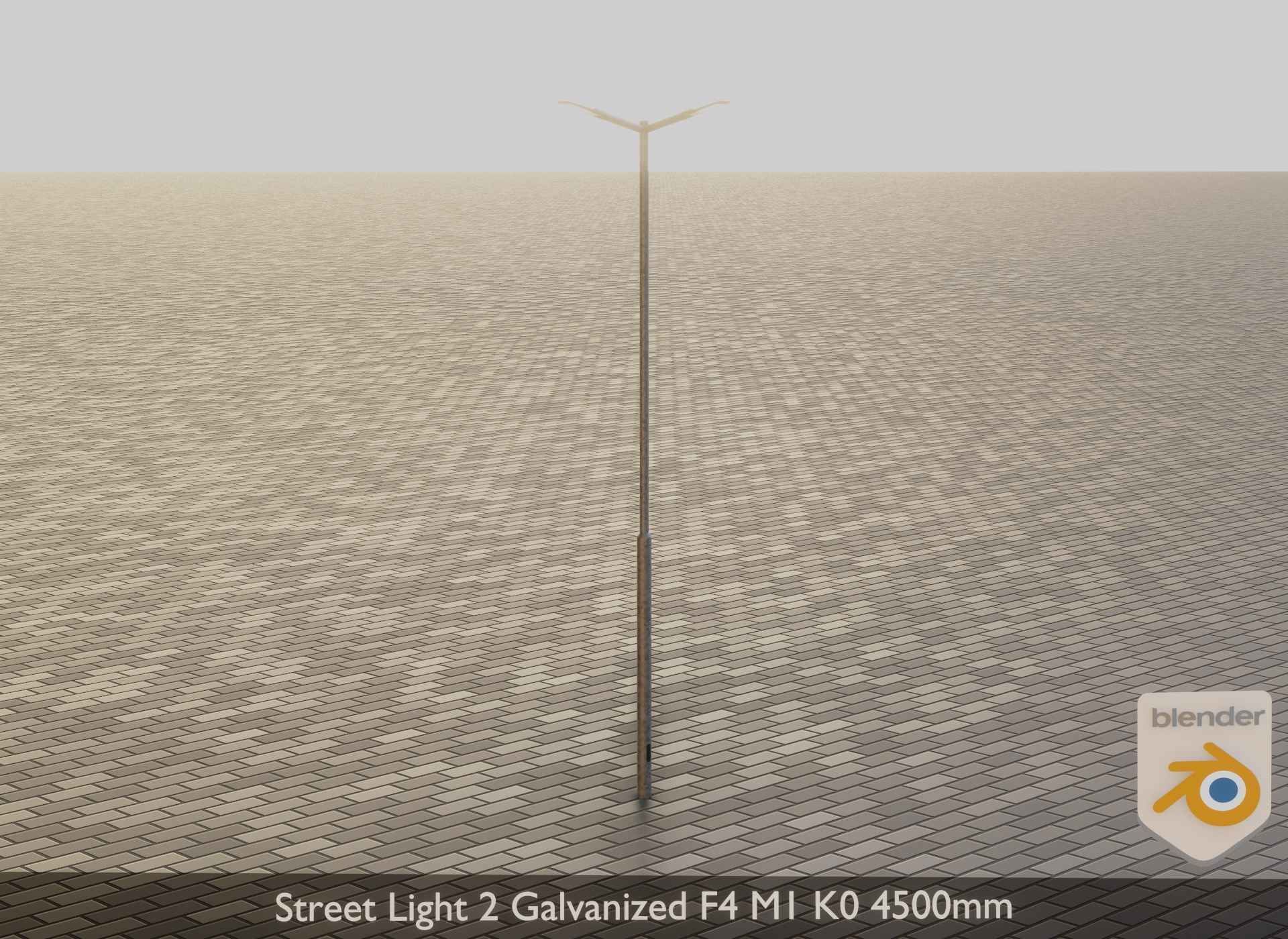 Street Light 2 Galvanized F4 M1 K0 4500mm Low-poly 3D model_17