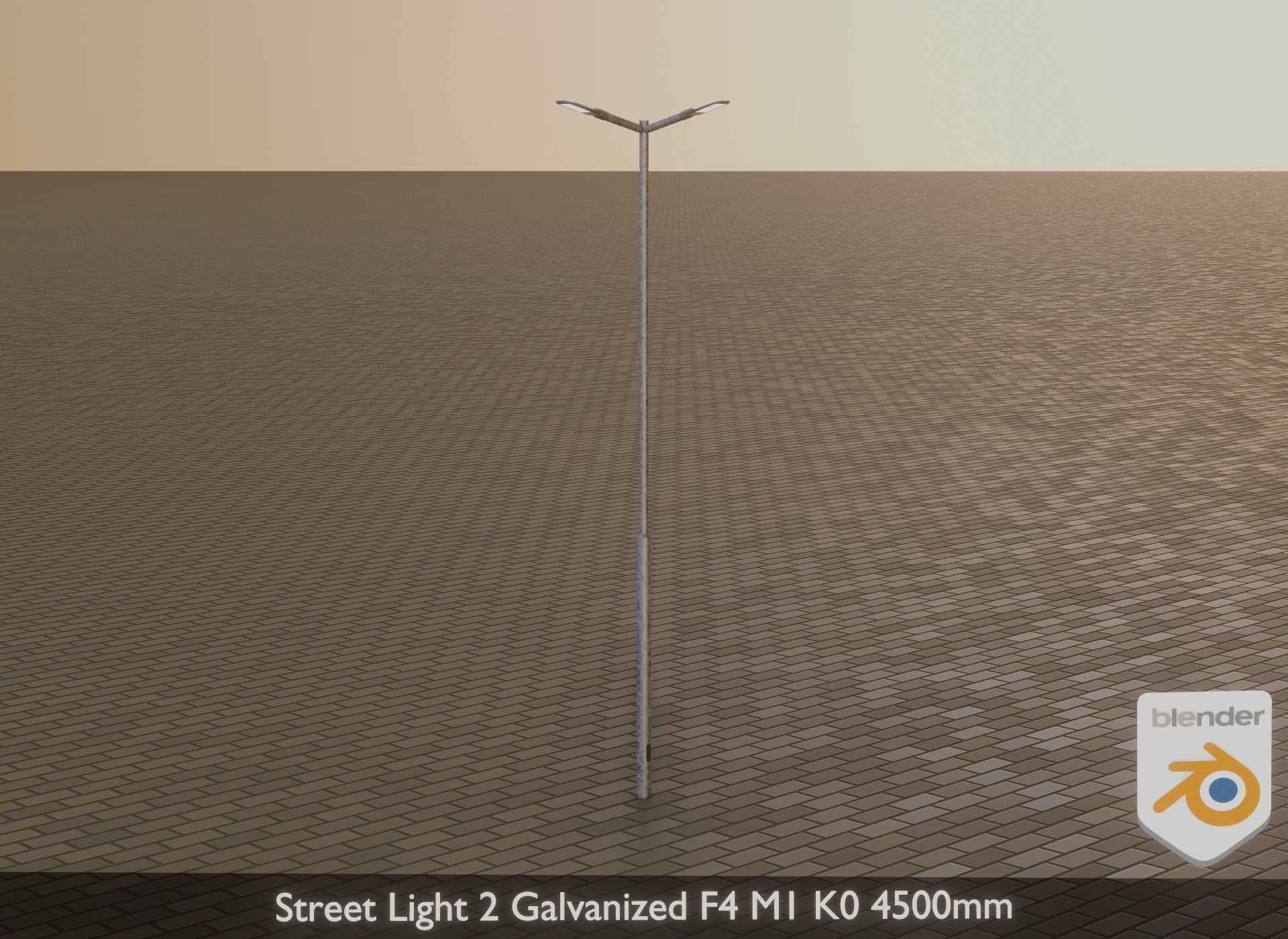 Street Light 2 Galvanized F4 M1 K0 4500mm Low-poly 3D model_36