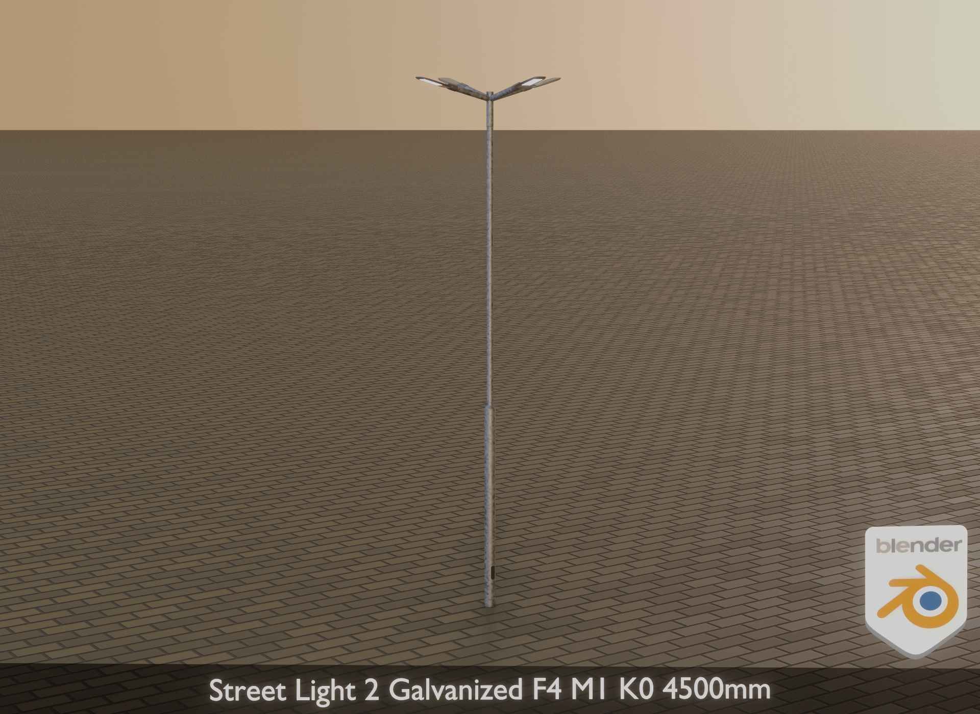 Street Light 2 Galvanized F4 M1 K0 4500mm Low-poly 3D model_37
