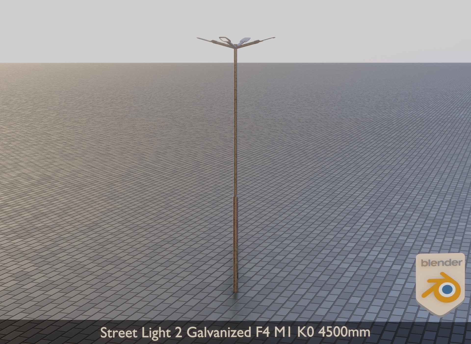 Street Light 2 Galvanized F4 M1 K0 4500mm Low-poly 3D model_14