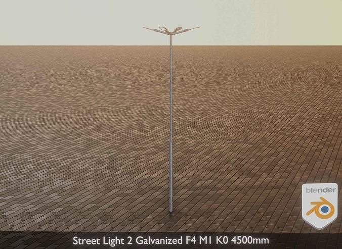 Street Light 2 Galvanized F4 M1 K0 4500mm Low-poly 3D model