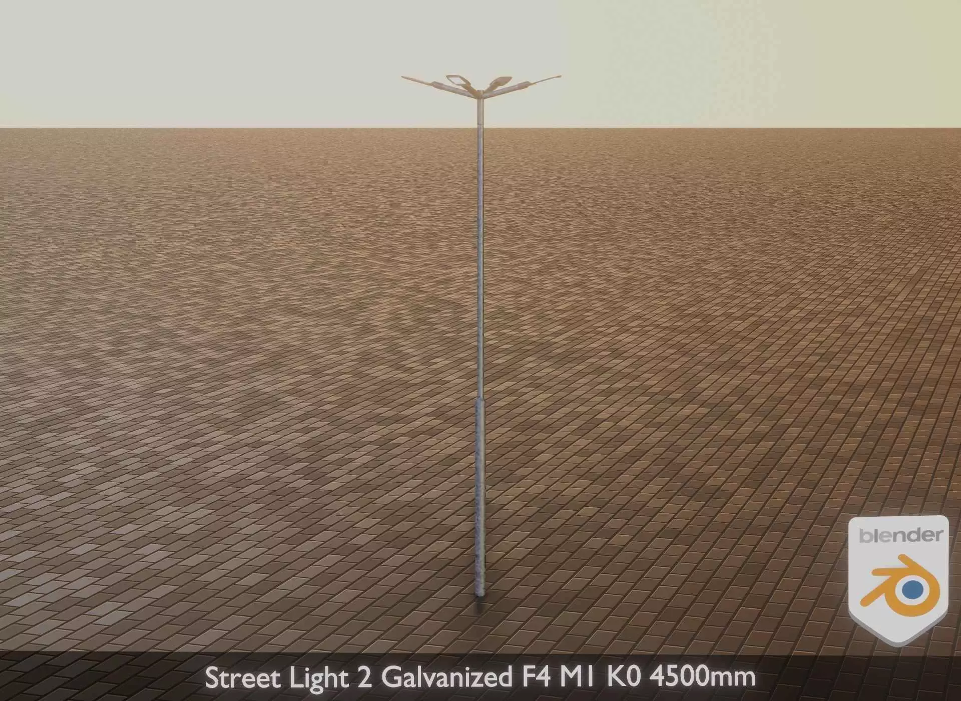 Street Light 2 Galvanized F4 M1 K0 4500mm Low-poly 3D model_0