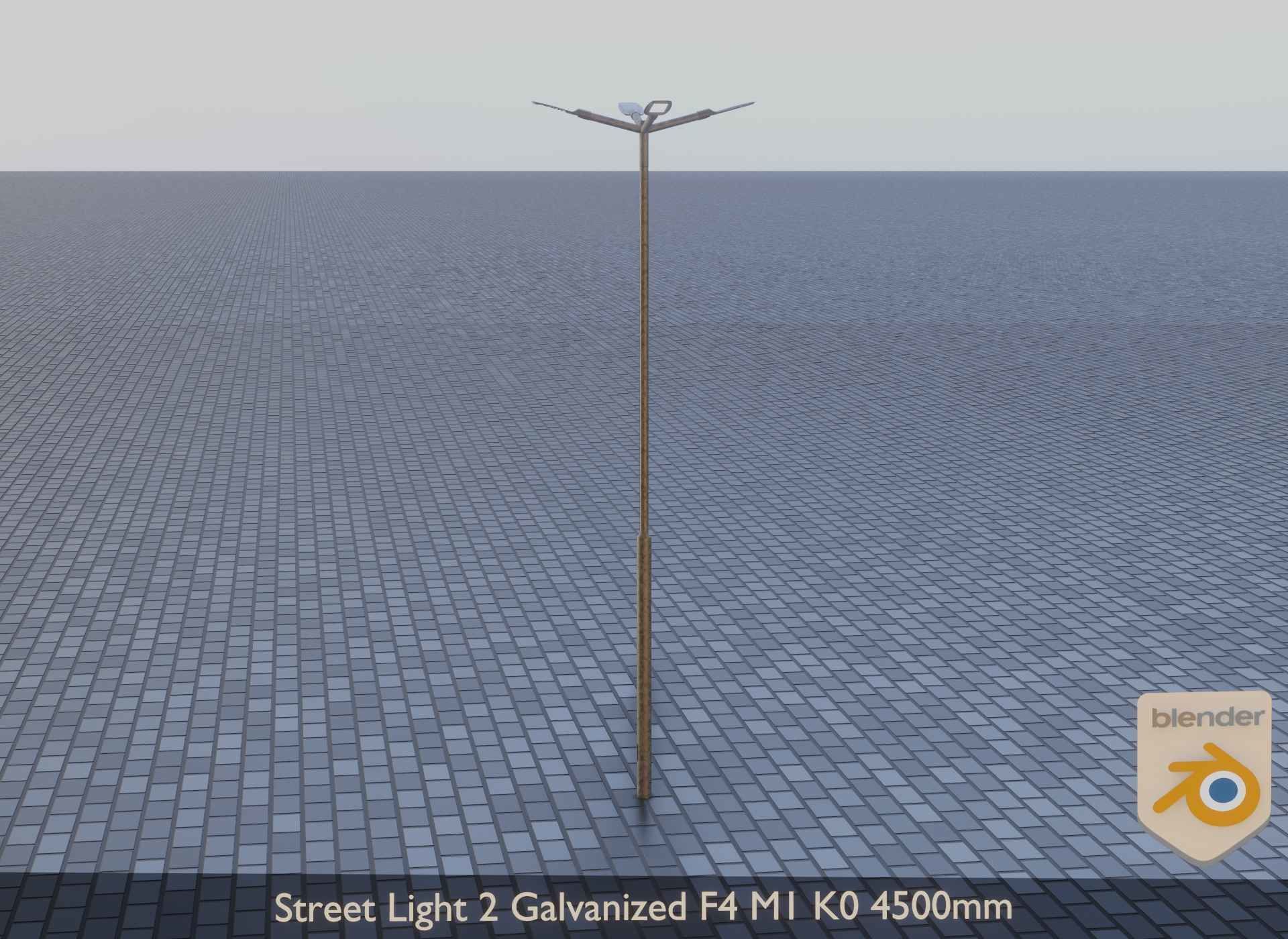 Street Light 2 Galvanized F4 M1 K0 4500mm Low-poly 3D model_11