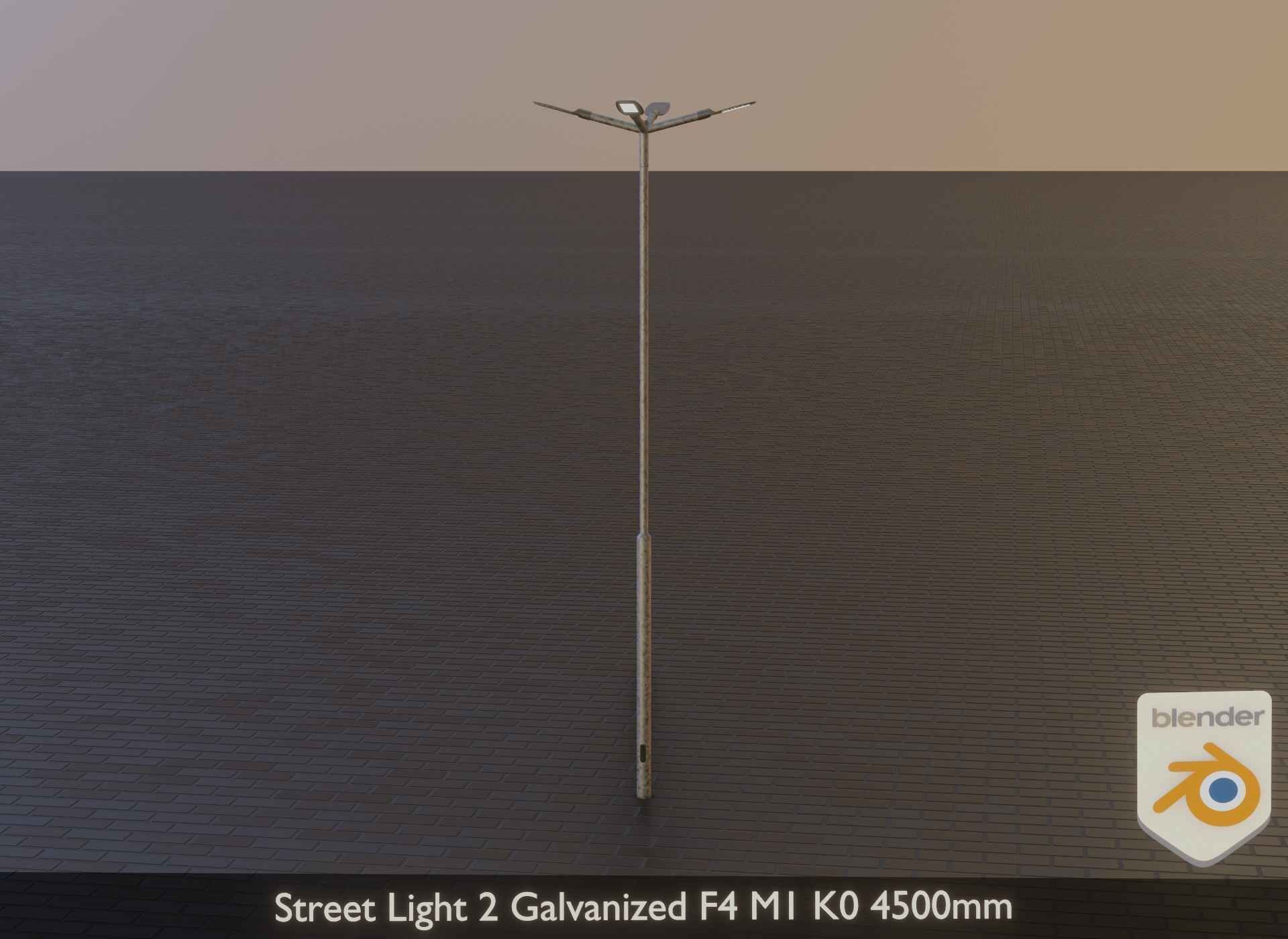 Street Light 2 Galvanized F4 M1 K0 4500mm Low-poly 3D model_4