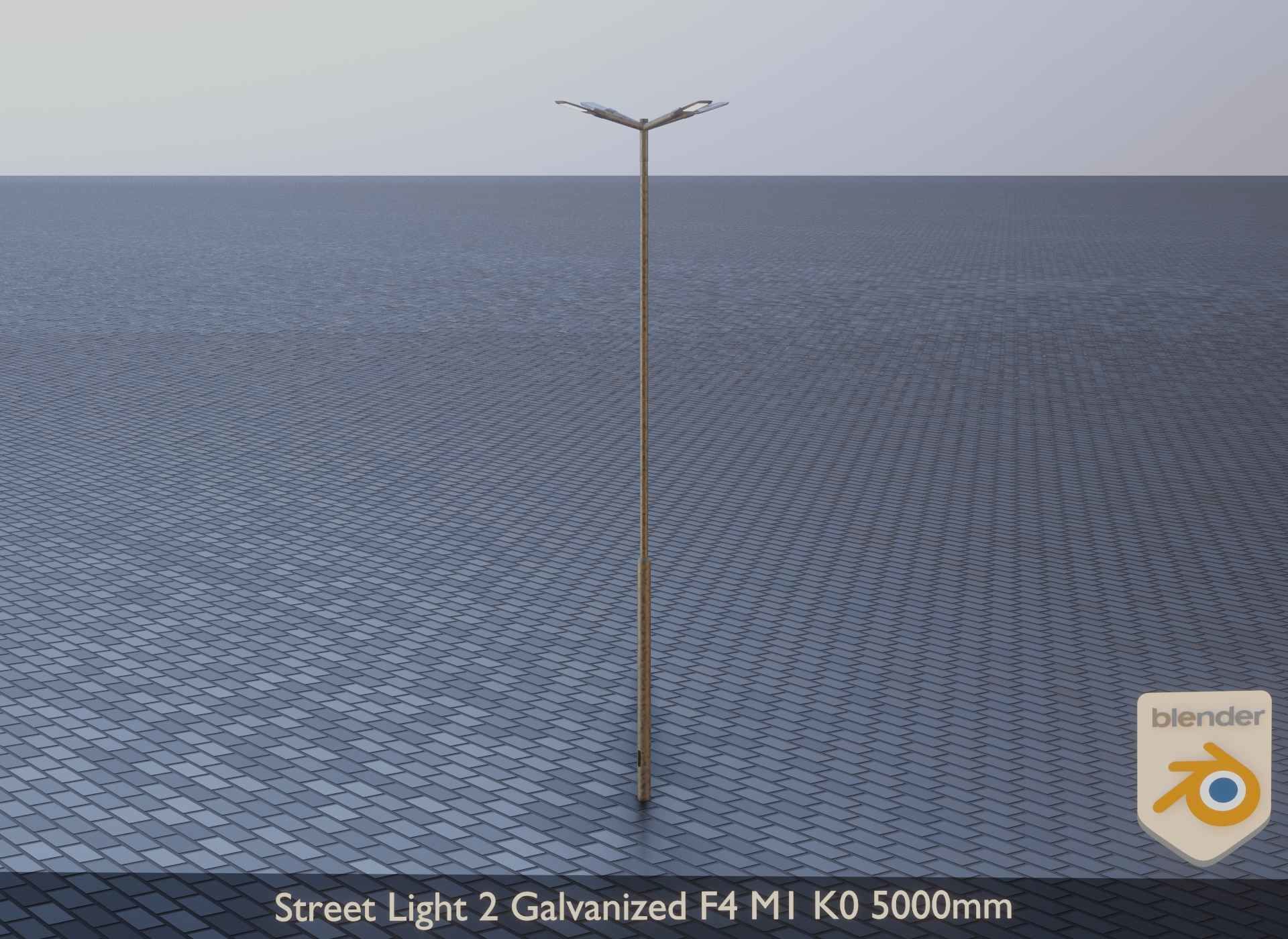 Street Light 2 Galvanized F4 M1 K0 5000mm Low-poly 3D model_9
