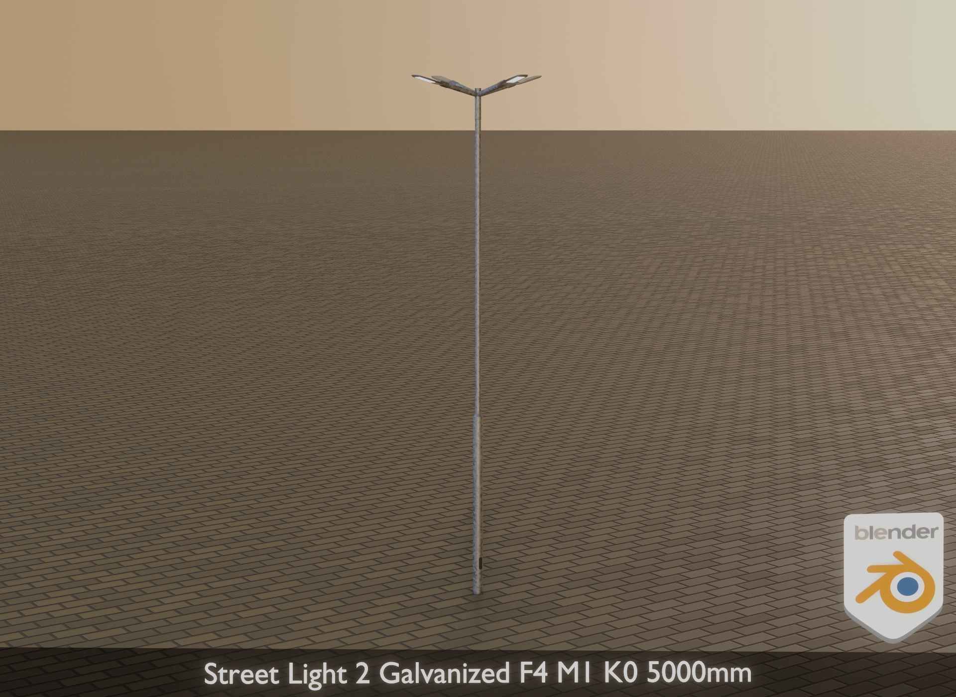 Street Light 2 Galvanized F4 M1 K0 5000mm Low-poly 3D model_37