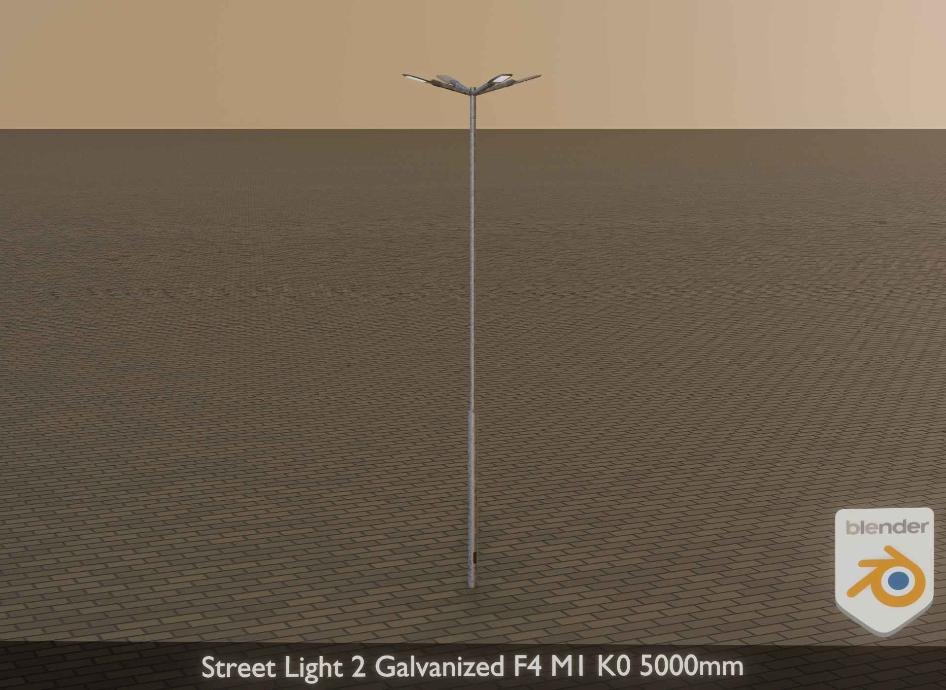Street Light 2 Galvanized F4 M1 K0 5000mm Low-poly 3D model_38