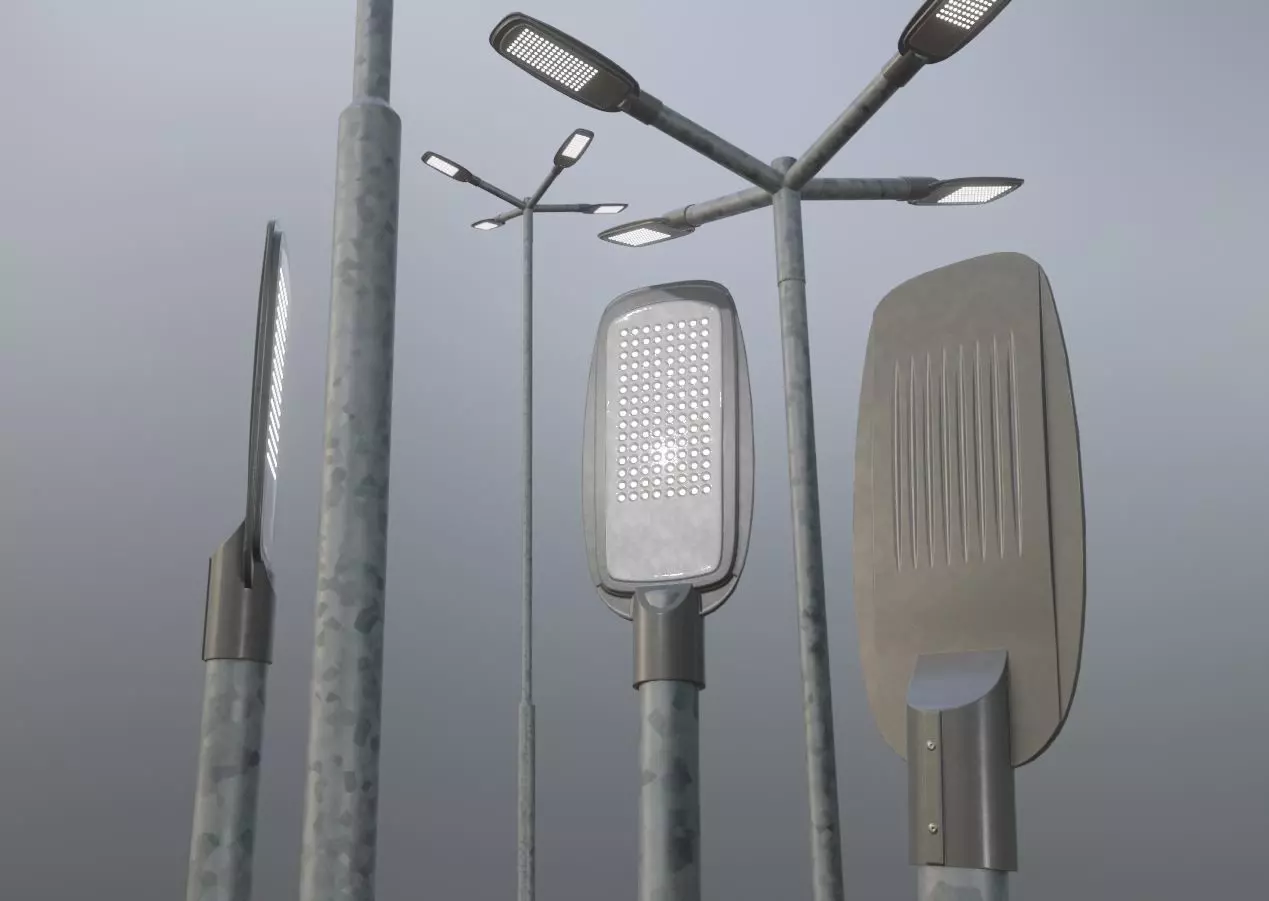 Street Light 2 Galvanized F4 M1 K0 5000mm Low-poly 3D model_0