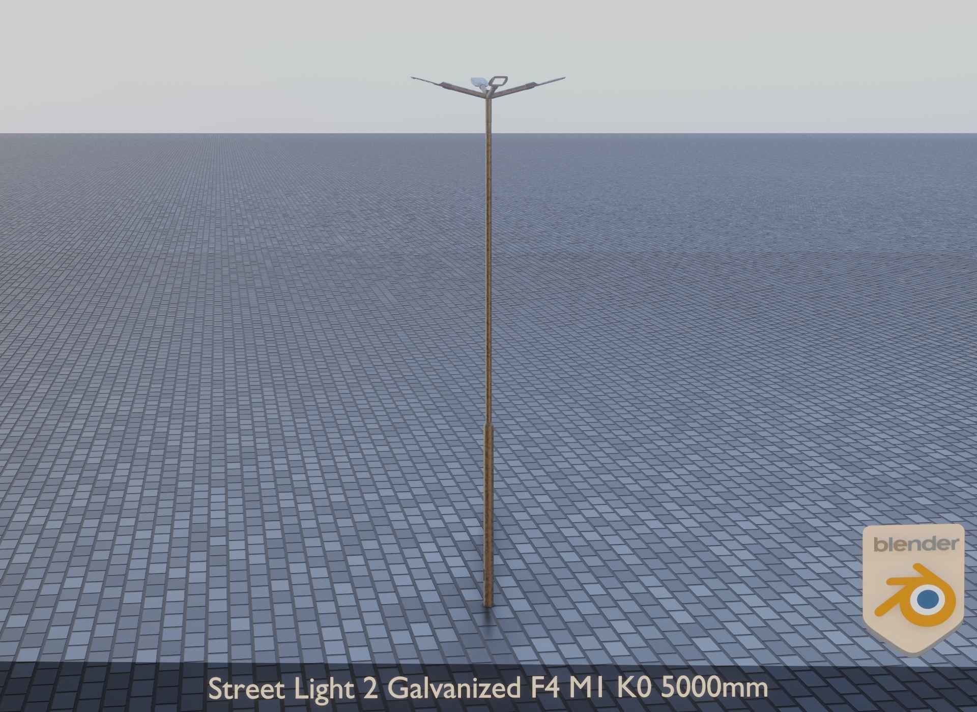 Street Light 2 Galvanized F4 M1 K0 5000mm Low-poly 3D model_11