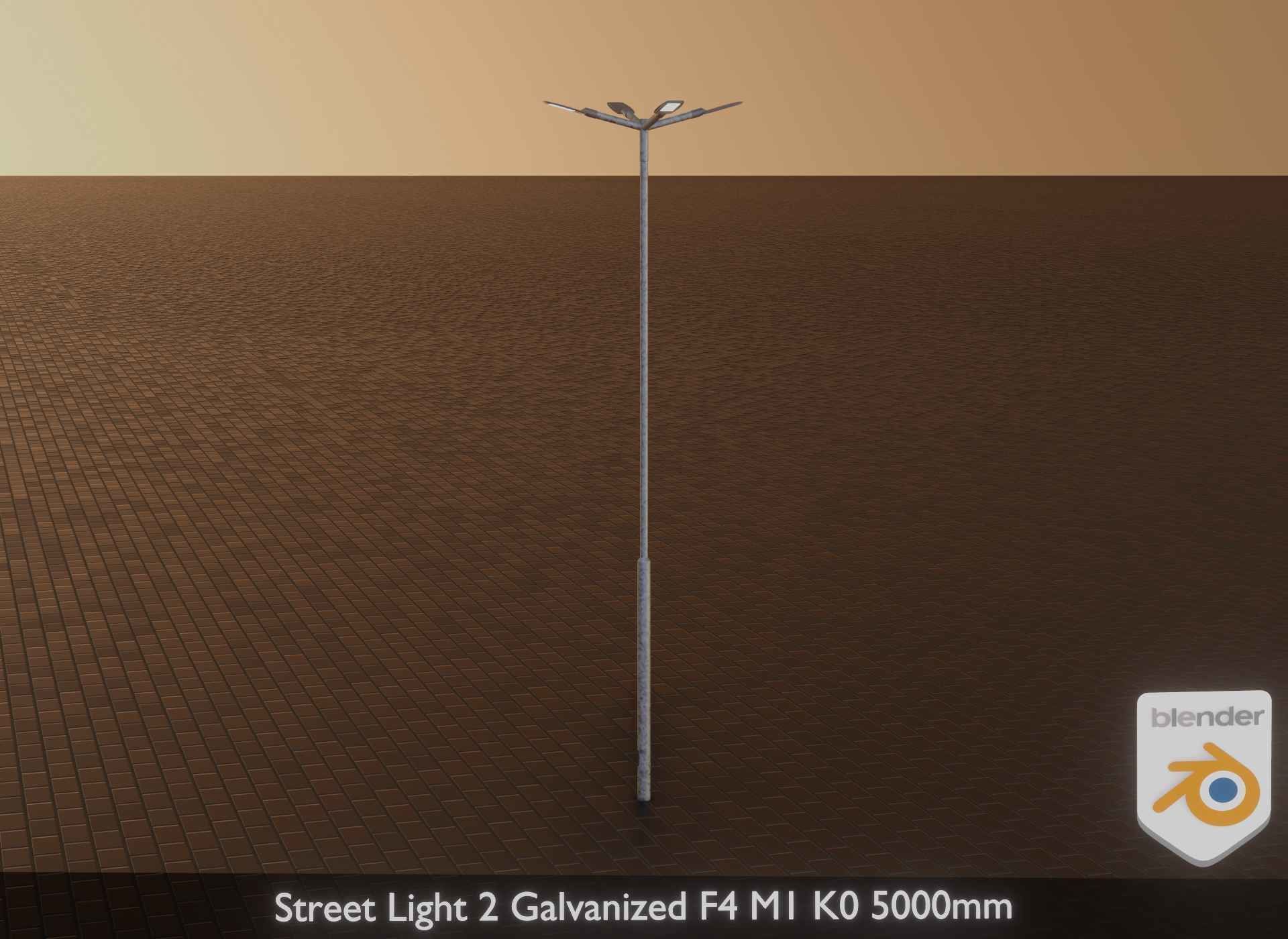 Street Light 2 Galvanized F4 M1 K0 5000mm Low-poly 3D model_29
