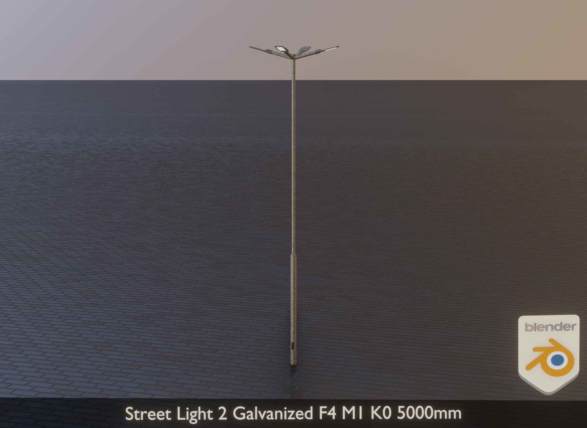 Street Light 2 Galvanized F4 M1 K0 5000mm Low-poly 3D model_5