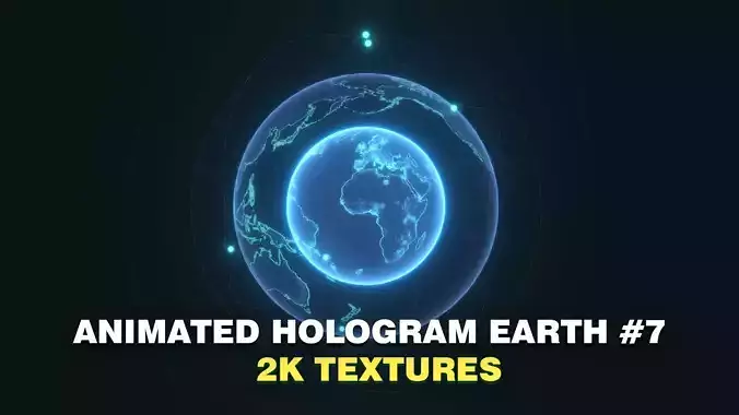 Animated Hologram Planet Earth No 7 Sci-Fi 3D Model Low-poly 3D model