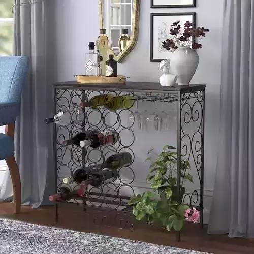 Rojan Bottle Floor Wine Bottle Glass Rack in Bronze