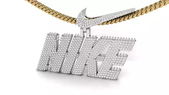 Diamond Nike Pendant With Logo Bail 3D print model