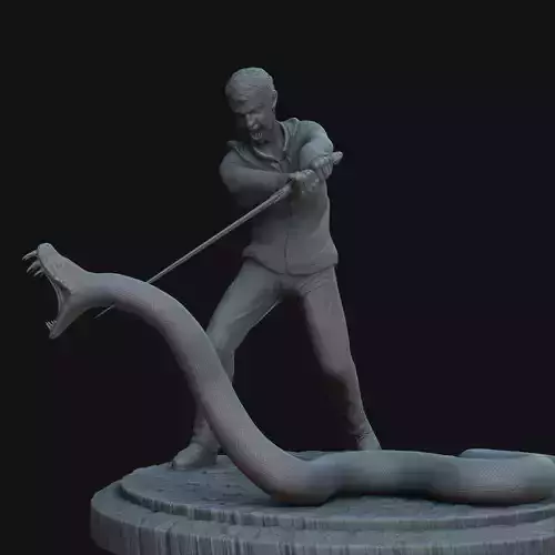 Neville Longbottom and Naghini Diorama 3D print model