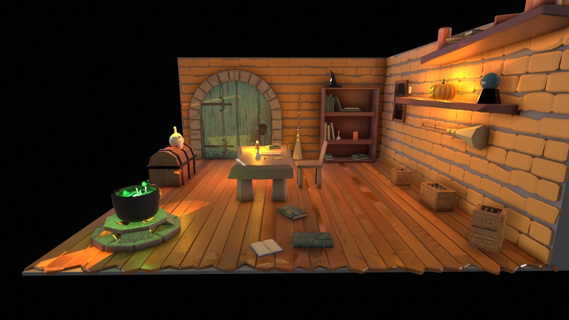 Witch Room Low-poly 3D model_1