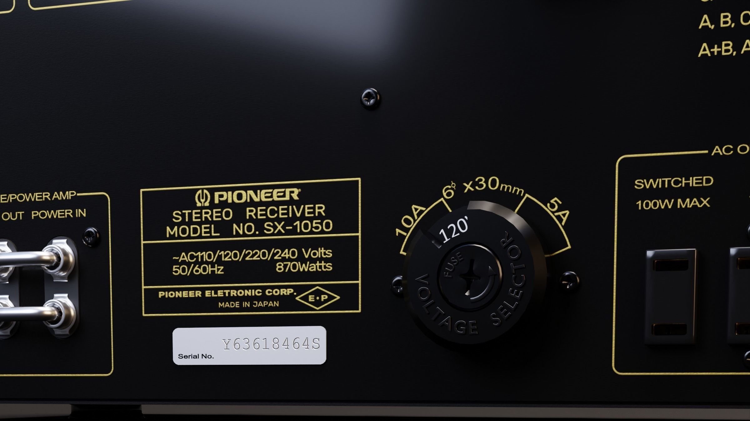 Receiver Pioneer SX-1050 70s 3D model_11