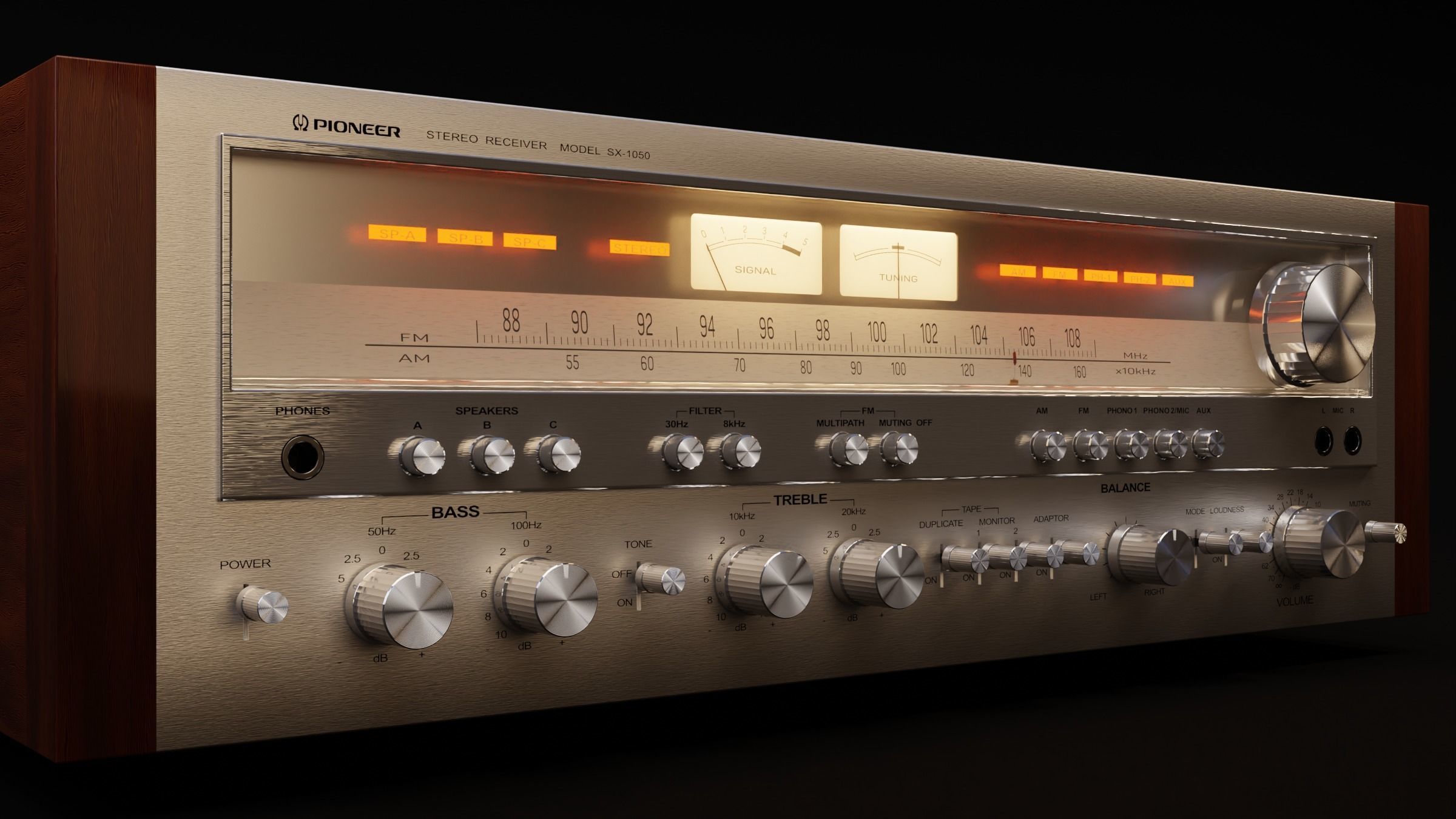 Receiver Pioneer SX-1050 70s 3D model_7