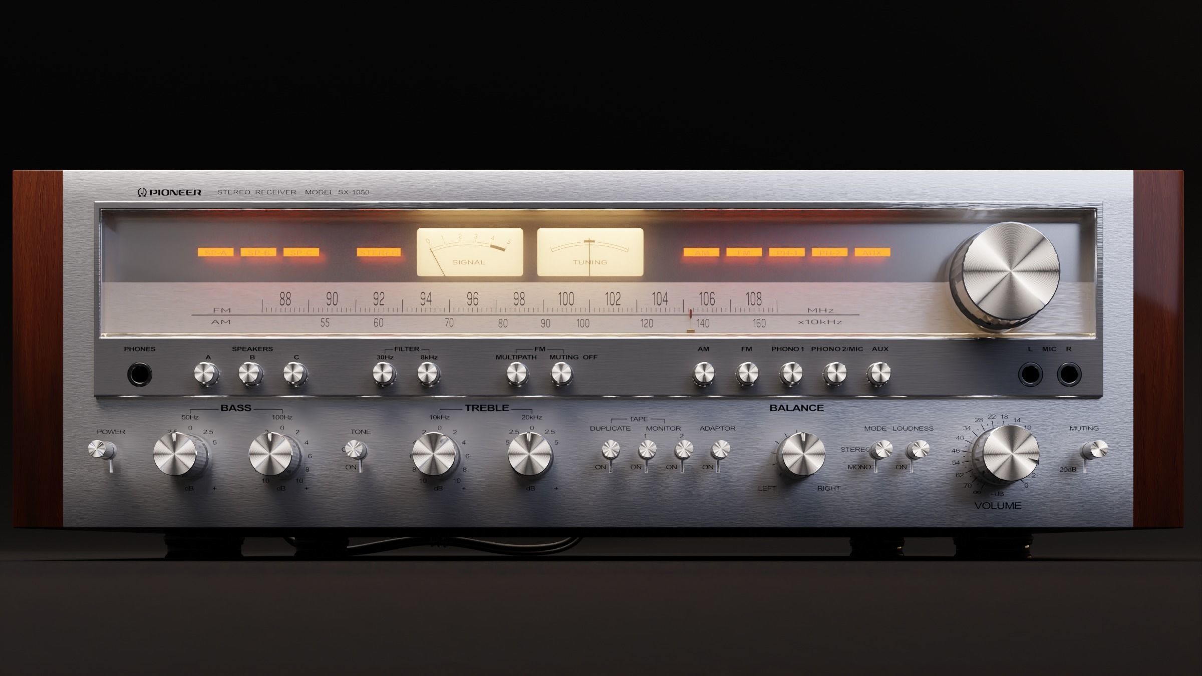 Receiver Pioneer SX-1050 70s 3D model_8