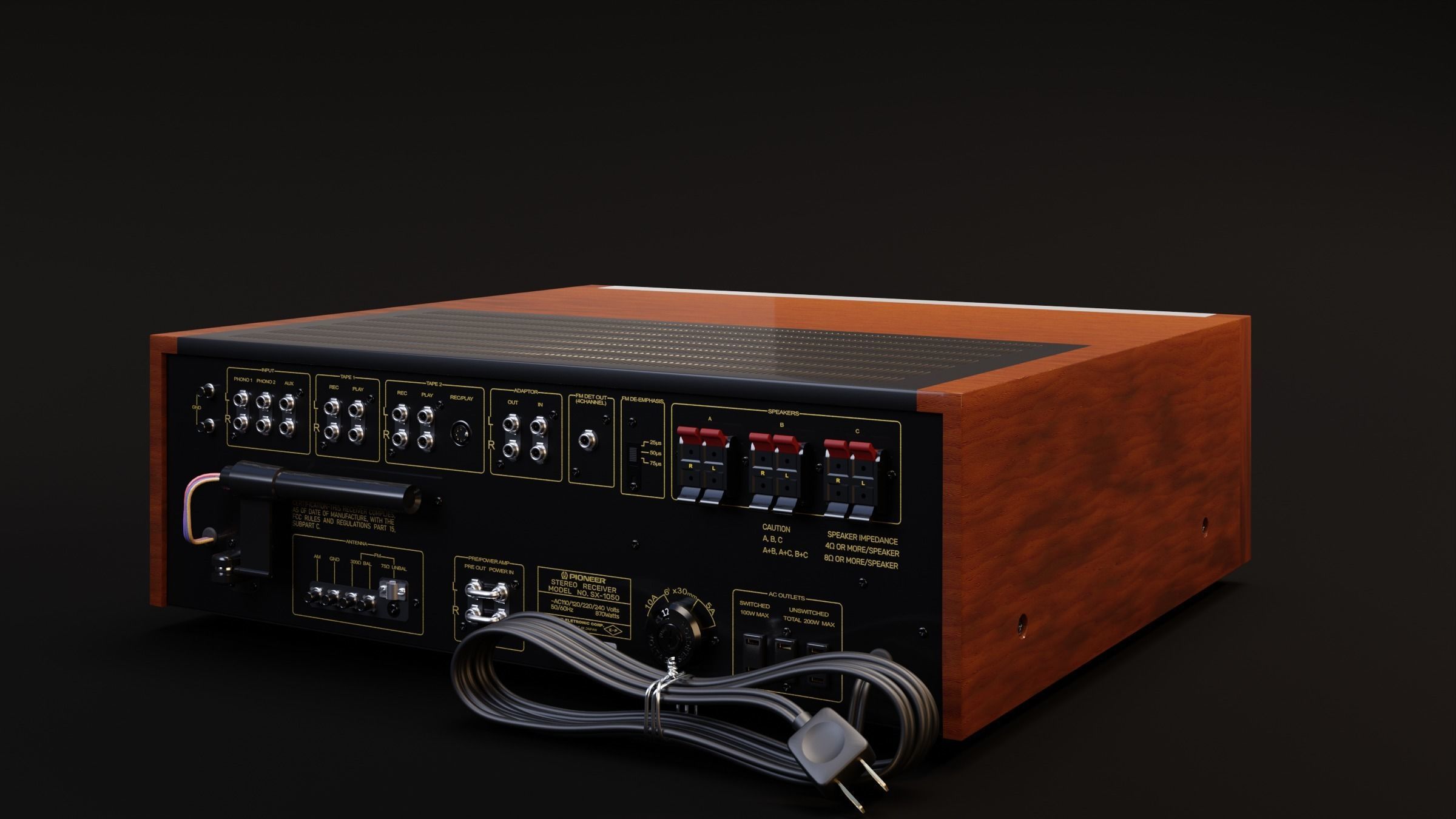 Receiver Pioneer SX-1050 70s 3D model_1