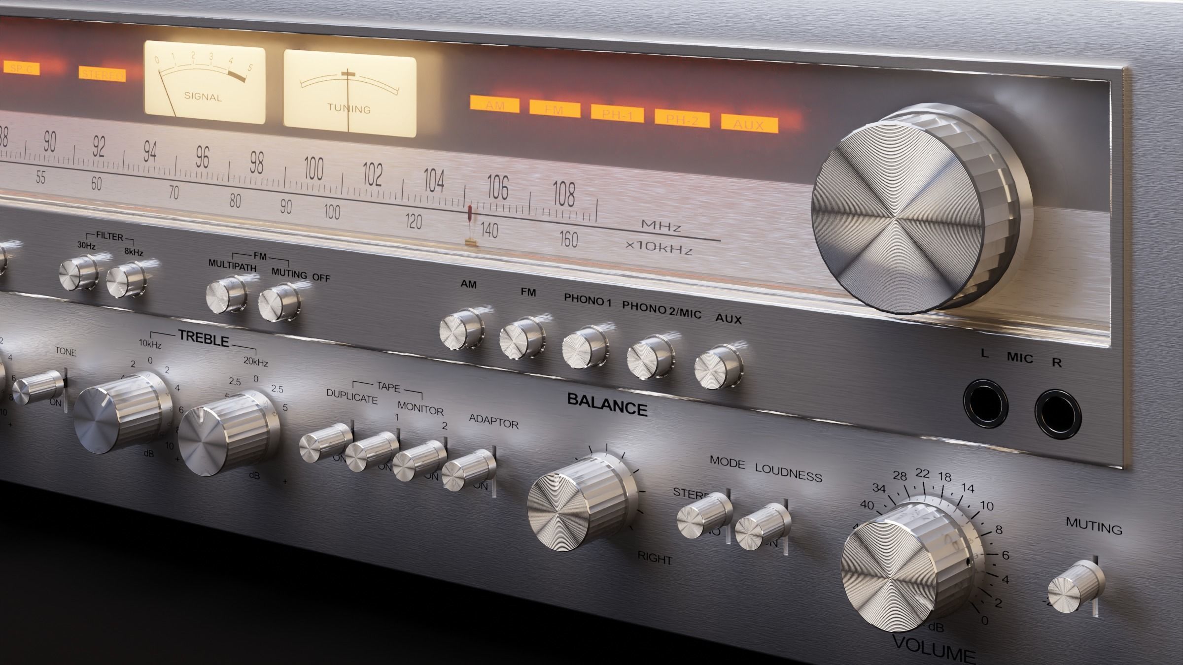 Receiver Pioneer SX-1050 70s 3D model_9