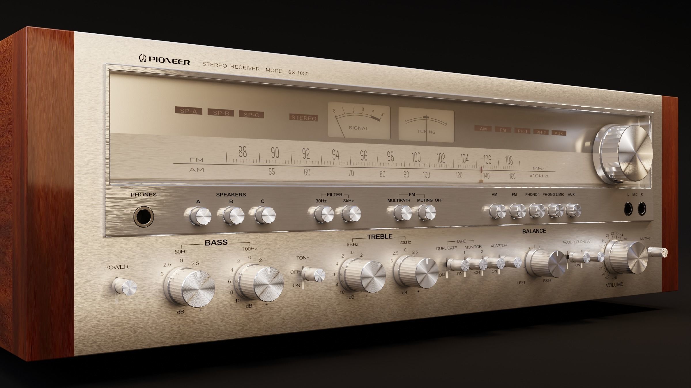 Receiver Pioneer SX-1050 70s 3D model_6
