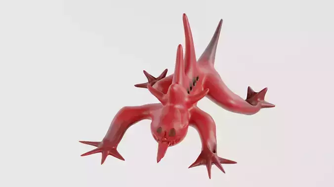 Crawling red monster lizard 3D model
