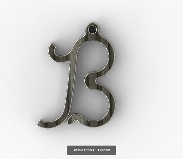 CLASSIC LETTER PENDANT PACK 3D Model Collection_1