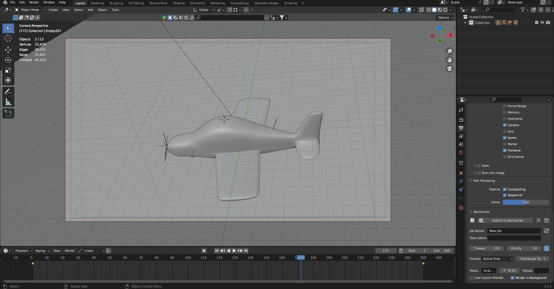 Propeller Airplane 3D animated model 3D model_8