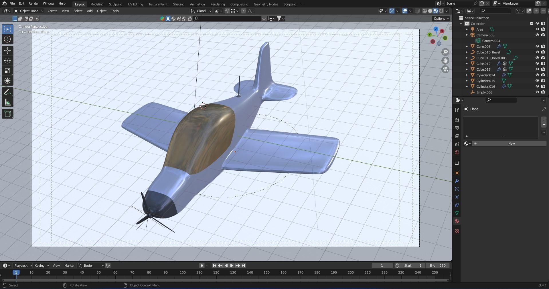 Propeller Airplane 3D animated model 3D model_3