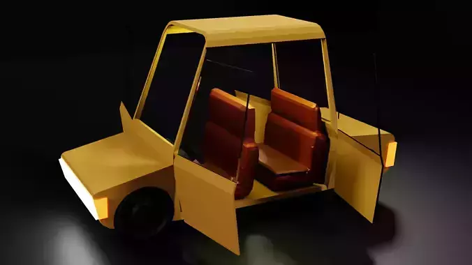 lowpoly mini yellow car 