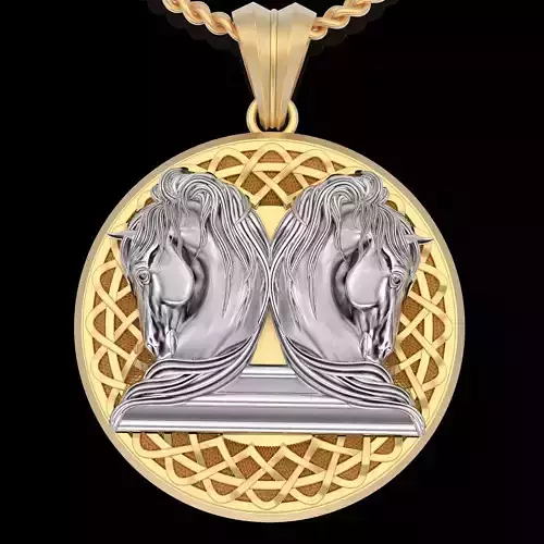 Horse pendant silver gold printable jewelry 3D model
