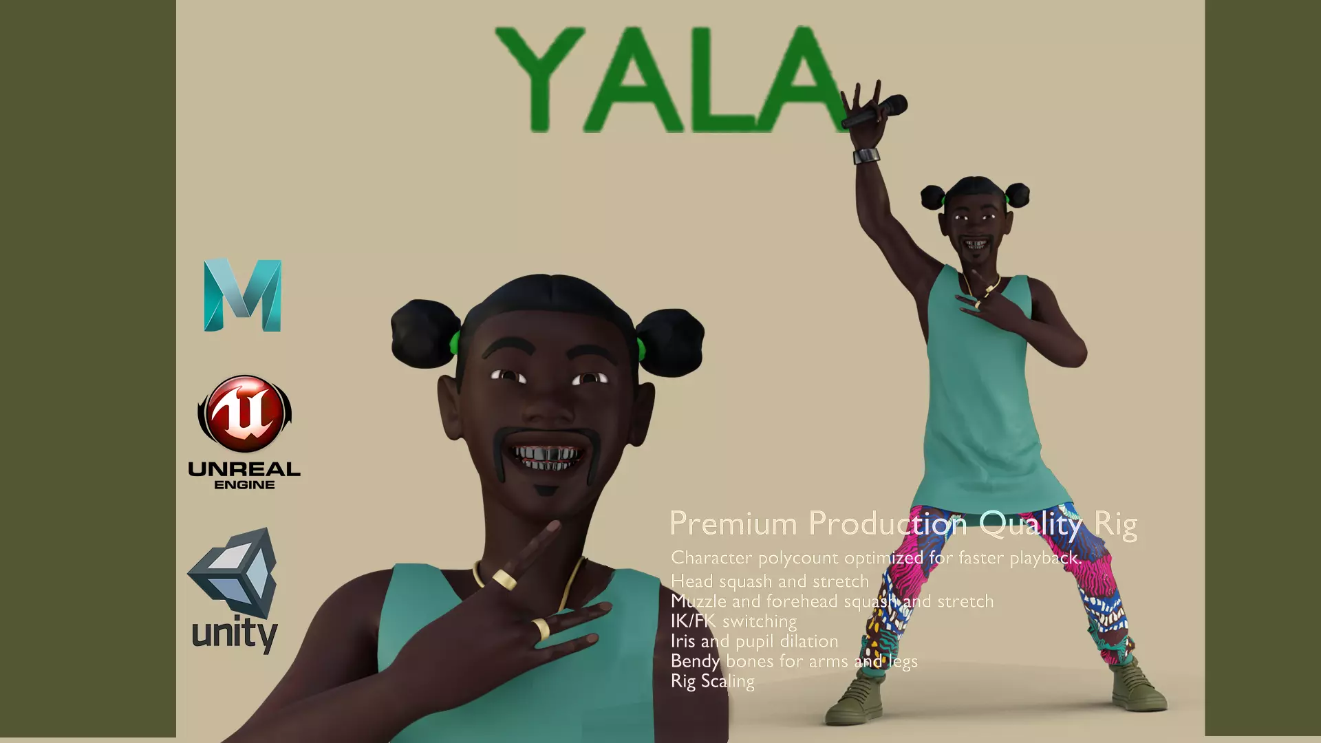 YALA MAYA RIG VERSION Low-poly 3D model