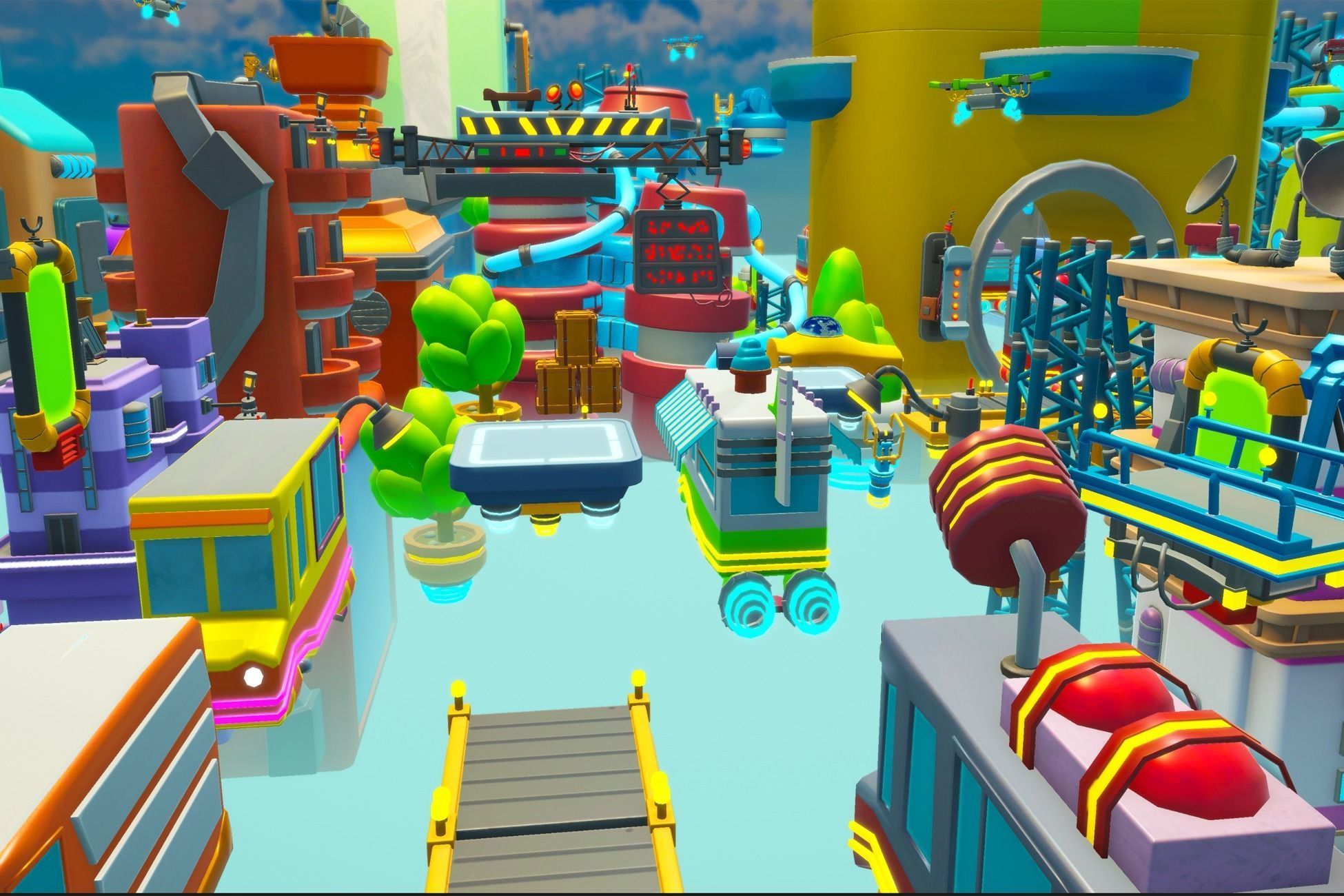 Stylized Sci-fi City Low-poly 3D model_2