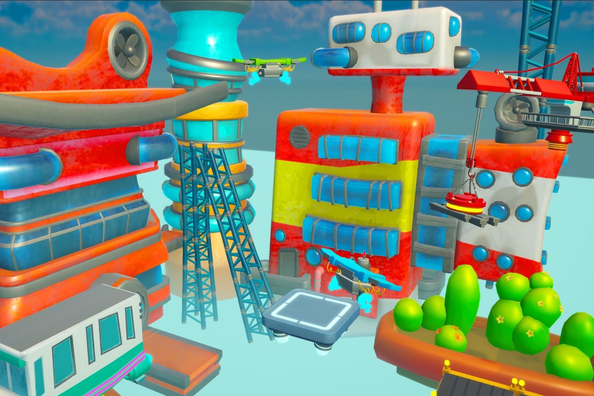 Stylized Sci-fi City Low-poly 3D model_3