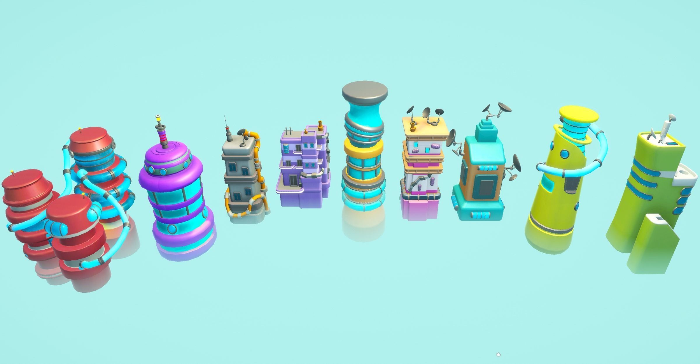 Stylized Sci-fi City Low-poly 3D model_4