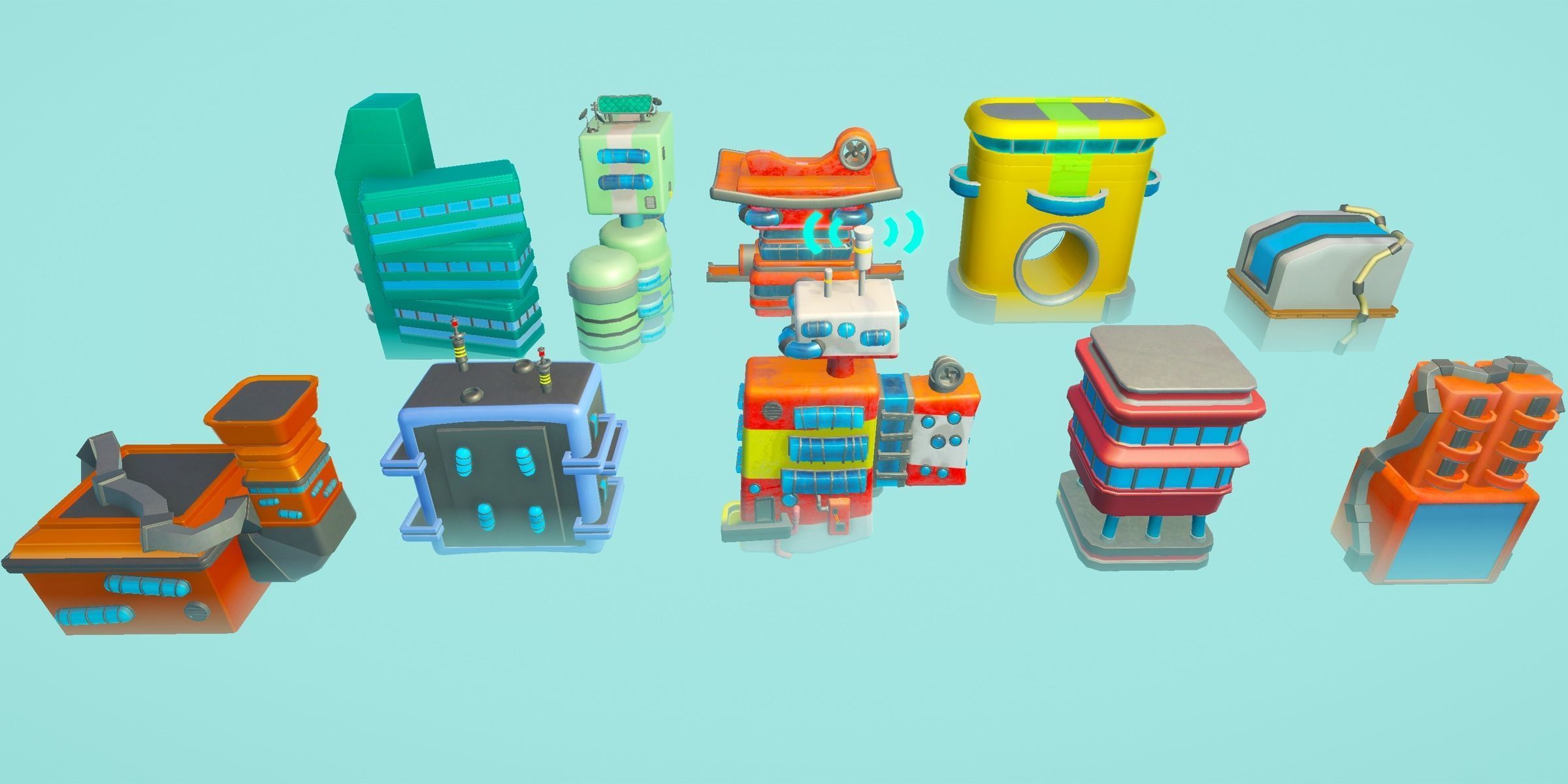 Stylized Sci-fi City Low-poly 3D model_5